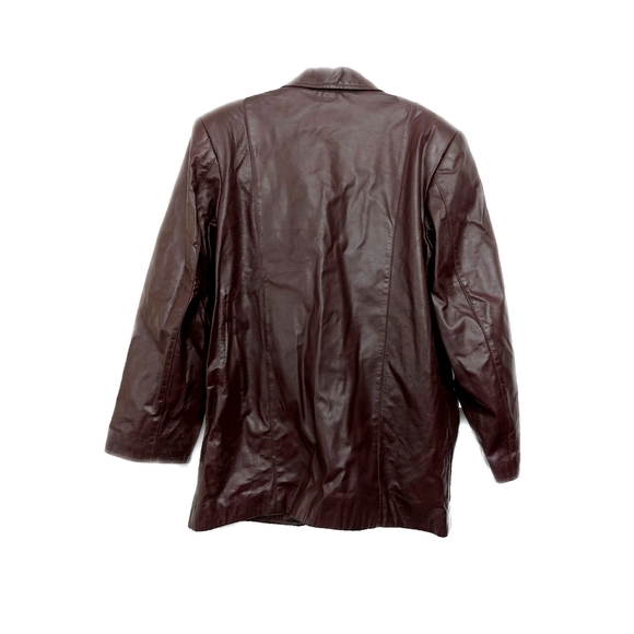 Etienne Aigner Womens Burgundy Genuine Leather Blazer Jacket Size 8 - Picture 8 of 10